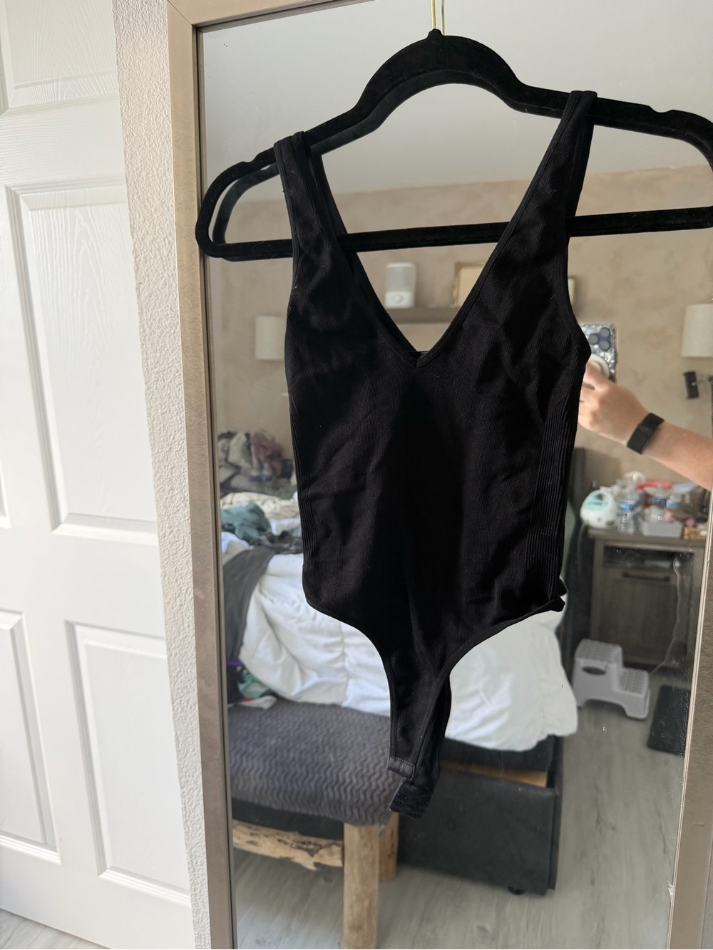 Black V-Neck Kids One-Piece Bodysuit